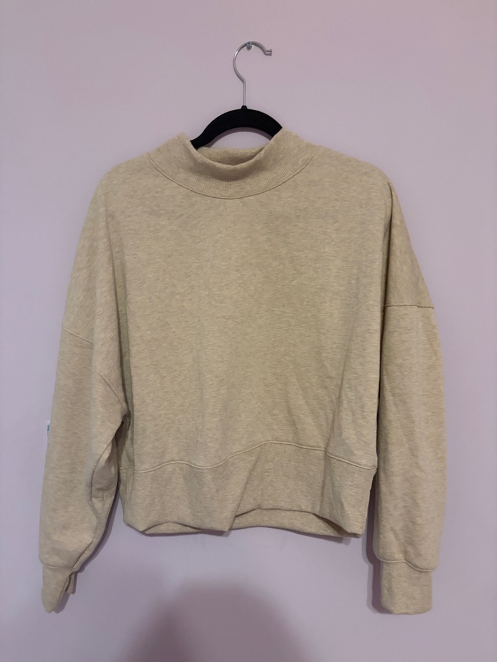Moa Moa Cream Mock Neck Cropped Sweater